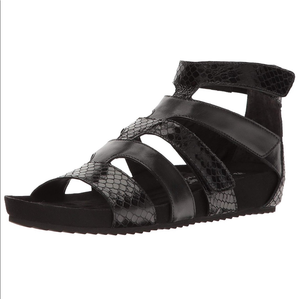 Snake Print Genuine Leather Gladiator Sandals - Picture 6 of 7